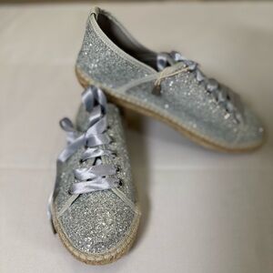 Twinset Milano Silver Glitter Espadrille Sneakers | Size 40 (US 9/9.5)